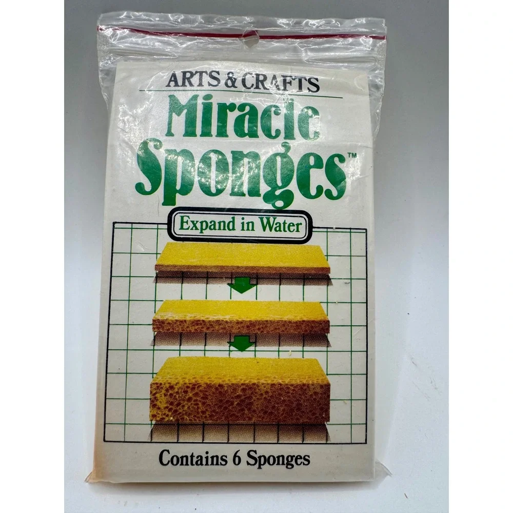 Miracle Sponges‎ Compressed Cellulose Arts & Crafts 5 Pack Yellow Expandable
